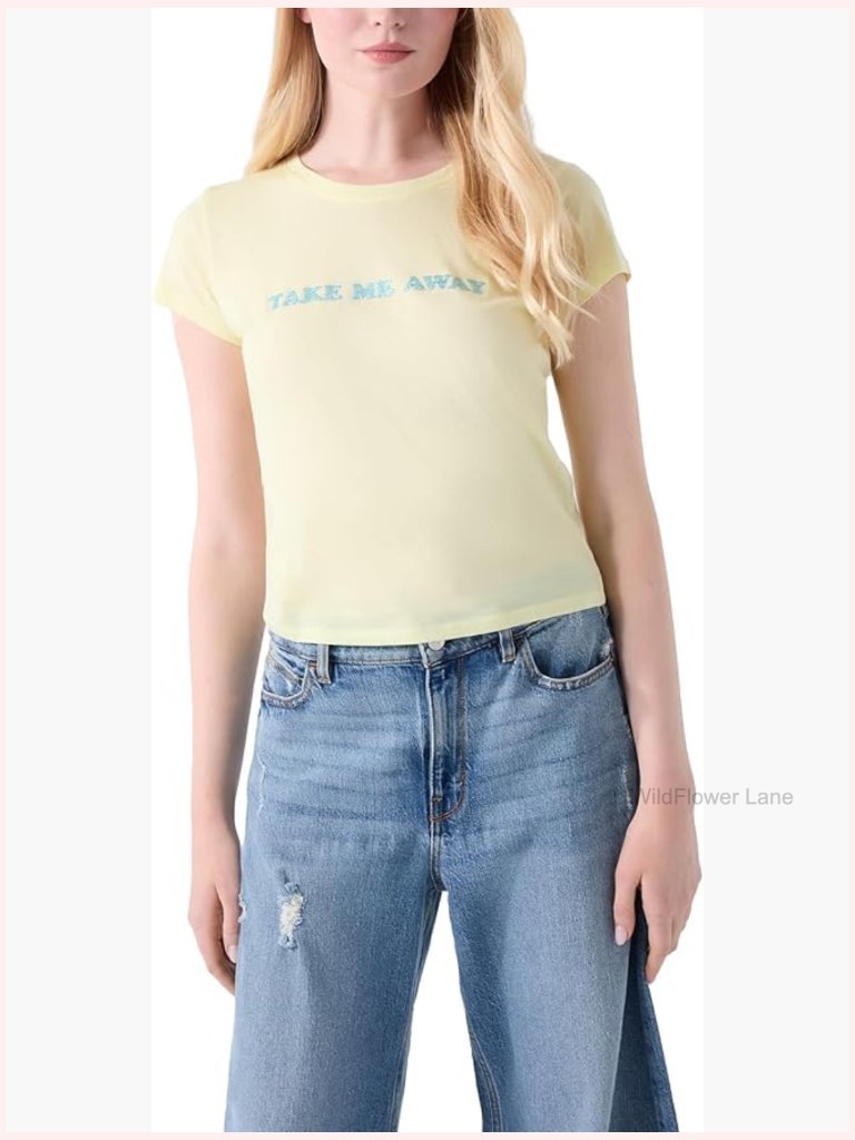 Eco Short Sleeve Crystal Text R5 Tee Crew Neck T-Shirt
